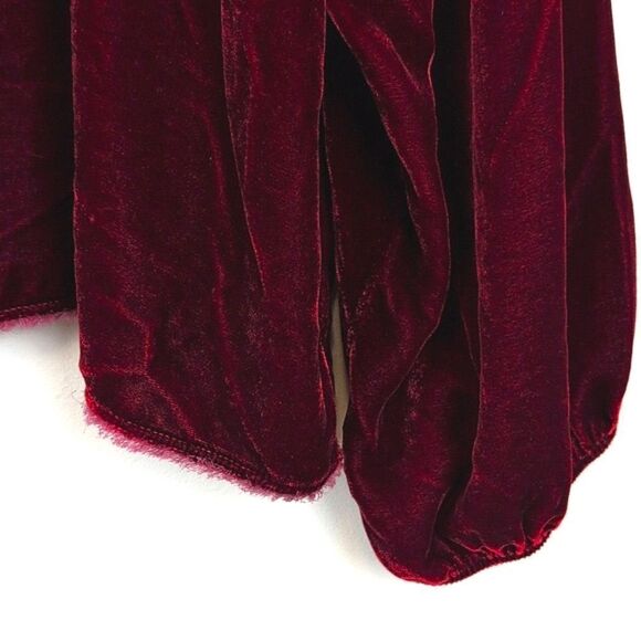 Nation LTD Los Angeles Burgundy Velvet Balloon Sleeve Top Size L - Picture 4 of 11